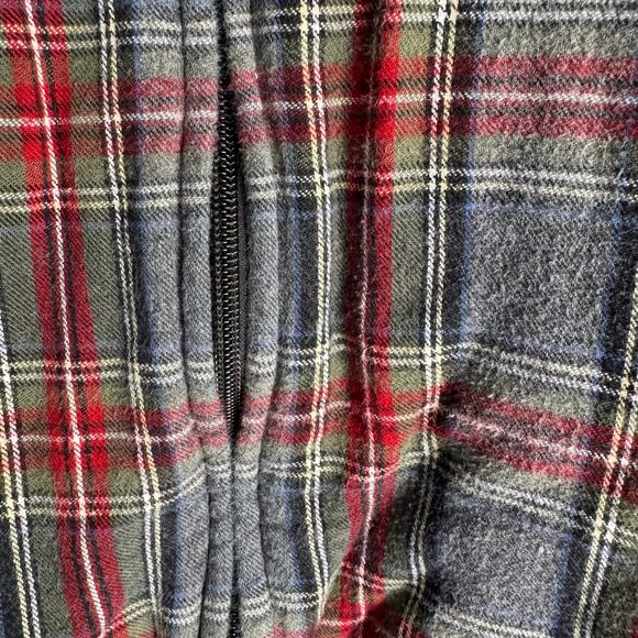L.L. BEAN Scotch Plaid Flannel Shirt Relaxed Zip Hoodie Gray Red Women’s XL - Picture 2 of 7